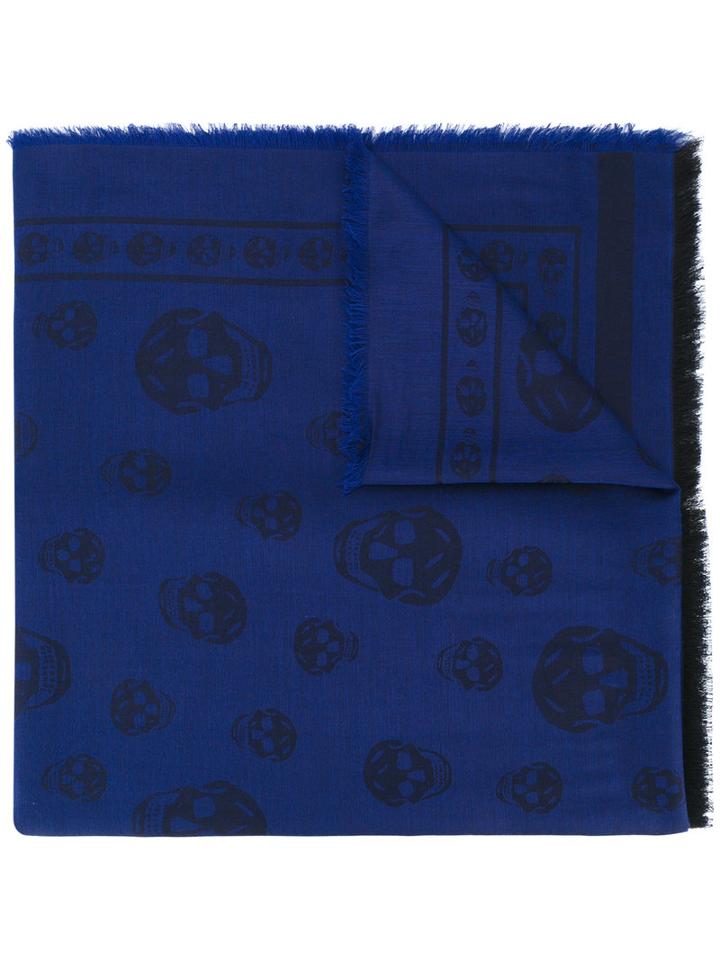 Alexander Mcqueen - Skull Print Scarf - Men - Cotton/viscose - One Size, Black, Cotton/viscose