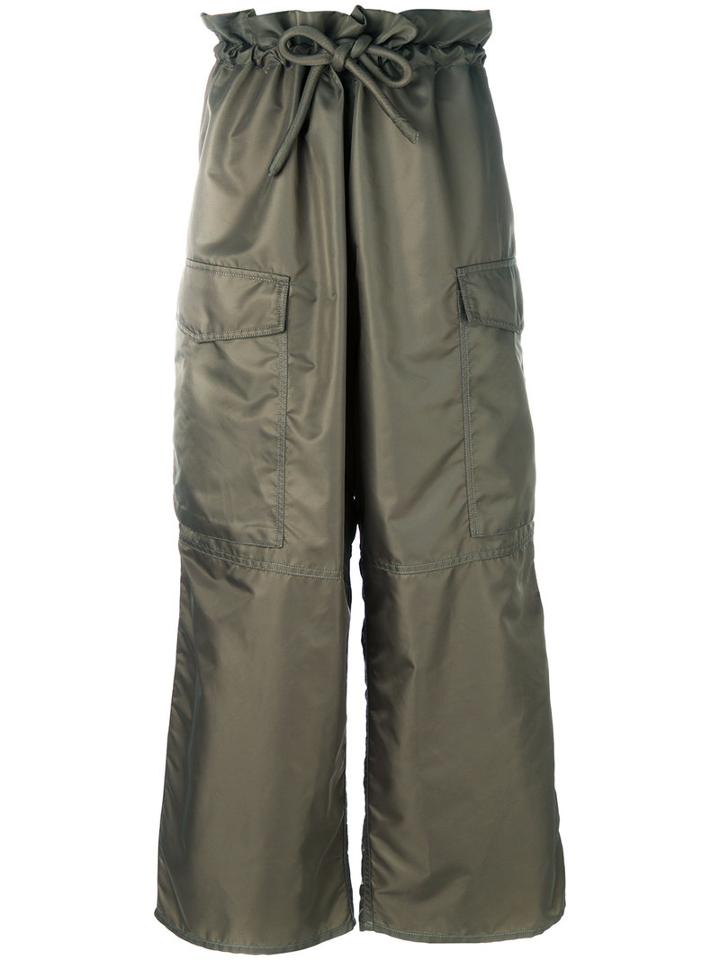 Mm6 Maison Margiela - Wide Leg Cargo Trousers - Women - Polyamide/polyester - 40, Green, Polyamide/polyester