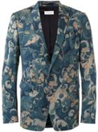Dries Van Noten All-over Print, Single Fastening Blazer With Pockets, Men's, Size: 50, Blue, Polyamide/spandex/elastane/wool