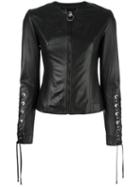 Philipp Plein Lace-up Jacket, Women's, Size: Small, Black, Lamb Skin/viscose