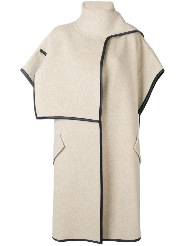 Victoria Victoria Beckham Cowl-neck Short Sleeve Coat - Neutrals