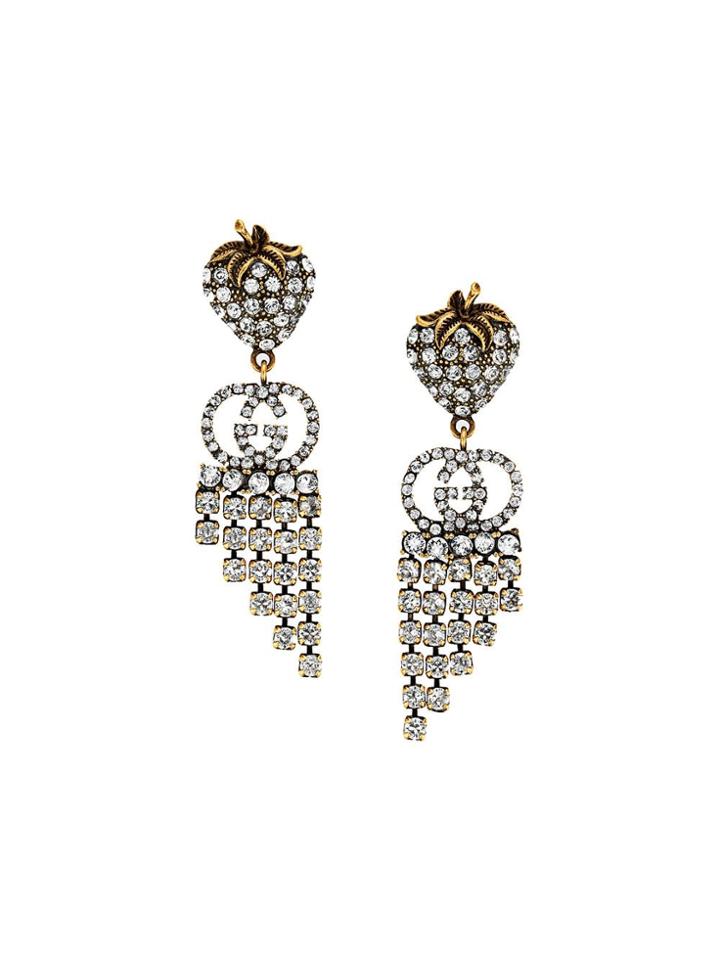 Gucci Crystal Hanging Earrings - Gold