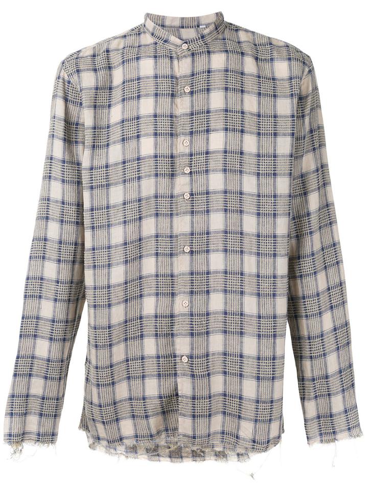 Checked Shirt - Men - Linen/flax - 48, Nude/neutrals, Linen/flax, Costumein