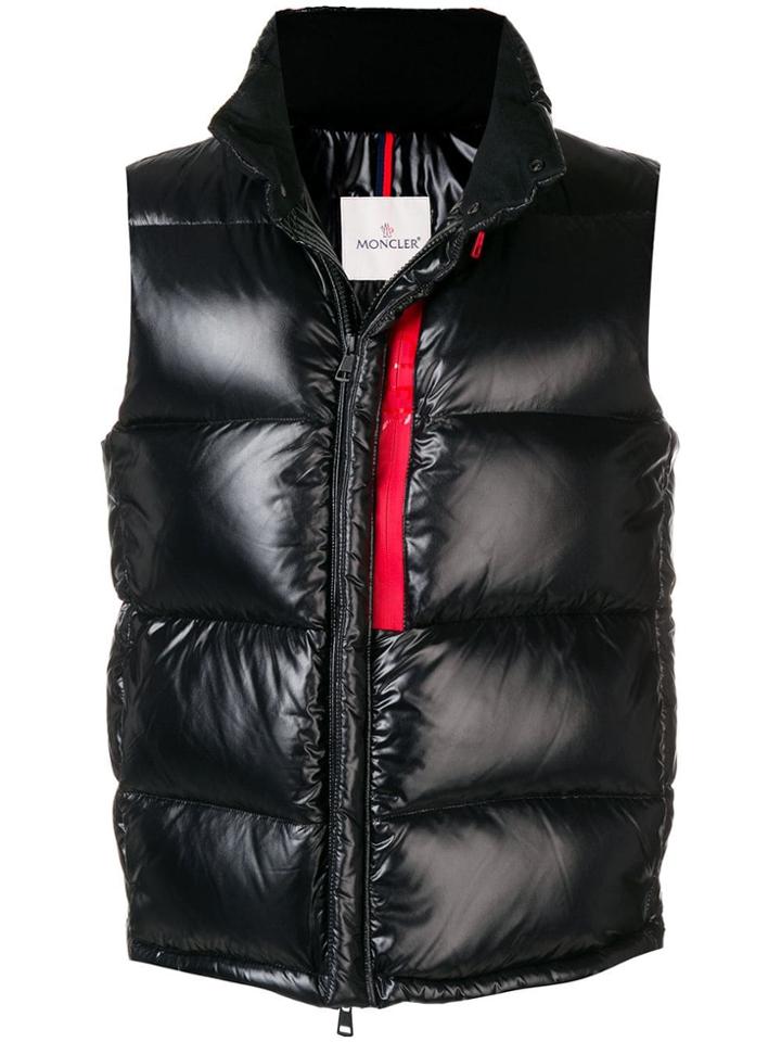 Moncler Contrast Stripe Padded Gilet - Black