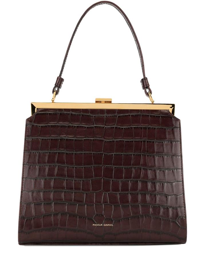 Mansur Gavriel Croc Embossed Tote Bag - Red