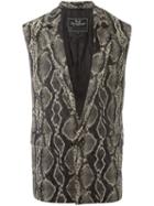 Unconditional Snakeskin Effect Waistcoat, Men's, Size: Xs, Black, Silk/polyamide/polyester/tencel