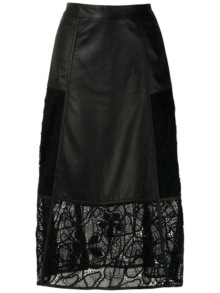 Martha Medeiros Renascença Midi Leather Skirt - Black