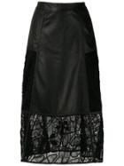 Martha Medeiros Renascença Midi Leather Skirt - Black