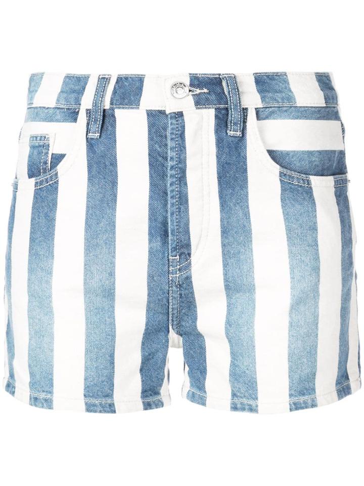 Current/elliott Striped Denim Shorts - Blue