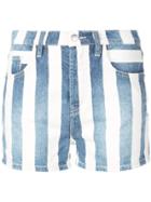 Current/elliott Striped Denim Shorts - Blue