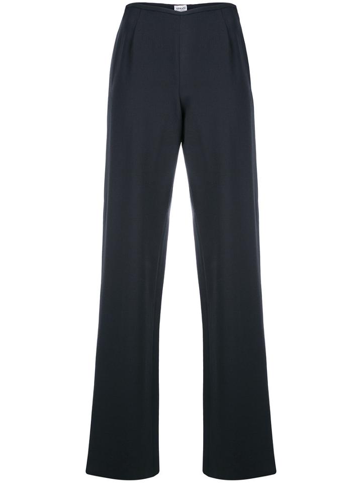 Armani Collezioni - Classic Straight Trousers - Women - Cupro/virgin Wool - 40, Black, Cupro/virgin Wool