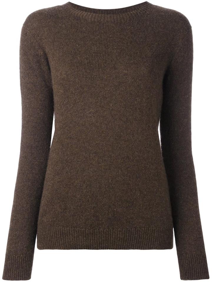 Ralph Lauren Crew-neck Jumper, Women's, Size: Medium, Brown, Nylon/spandex/elastane/cashmere