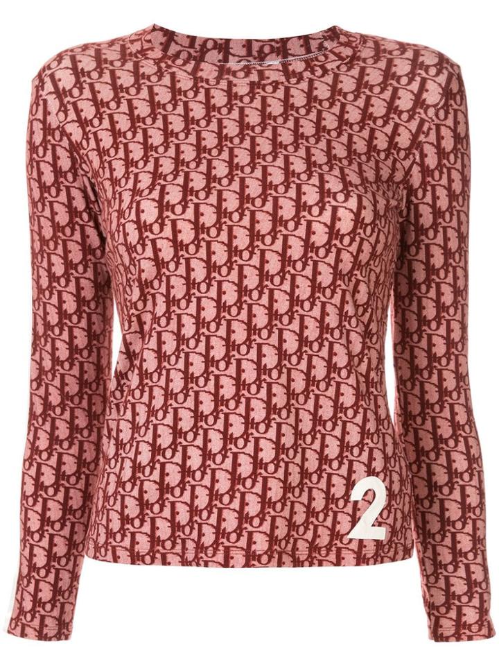 Christian Dior Vintage Monogram Long-sleeved Top - Red