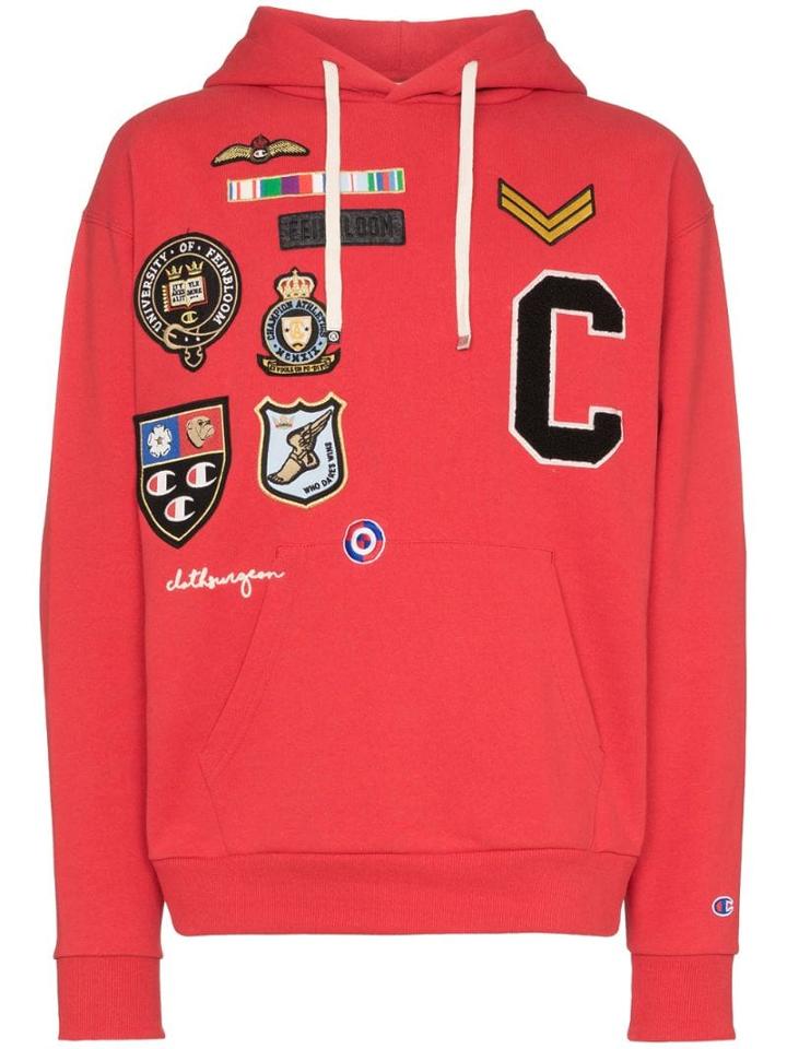 Champion X Clothsurgeon Logo Patch Hoodie - Red