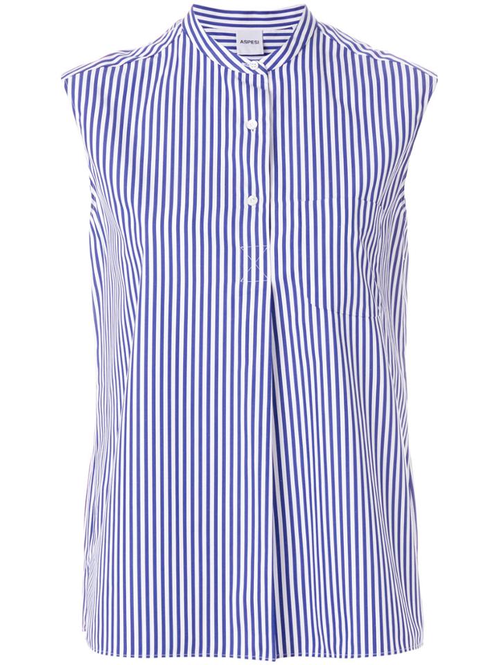 Aspesi Striped Sleeveless Shirt - Blue