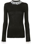 Philosophy Di Lorenzo Serafini Lace-collar Ribbed Top - Black