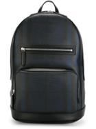 Burberry Checked Backpack, Black, Leather