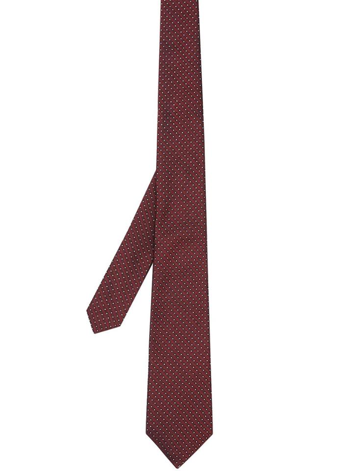 Burberry Classic Cut Micro Dot Silk Jacquard Tie - Red