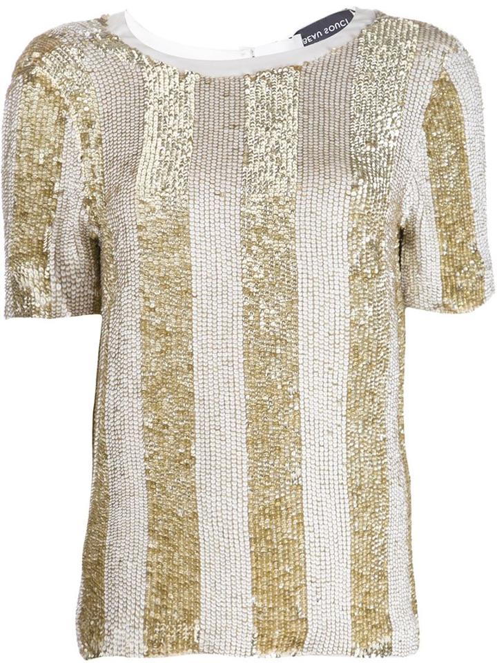Beau Souci Sequined Striped T-shirt
