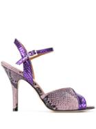 Paris Texas Snakeskin Effect Sandals - Purple