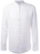 Transit Collarless Shirt, Men's, Size: Xl, White, Linen/flax