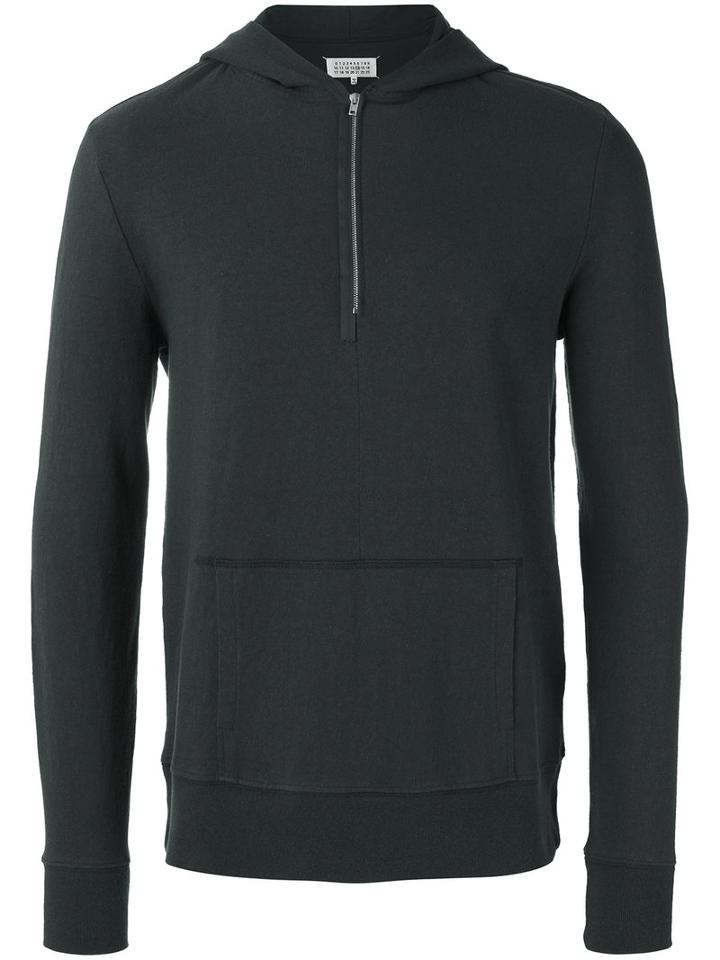 Maison Margiela Zip Front Hoodie, Men's, Size: 48, Black, Cotton