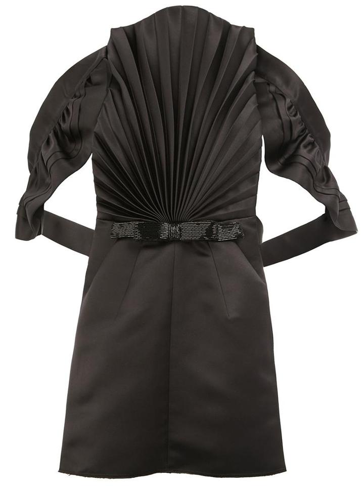 Maison Margiela Pleated Front Backless Blouse, Women's, Size: 40, Black, Viscose/glass/polyester