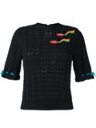Olympia Le-tan Smoking Lips Beaded Sweater, Women's, Size: Small, Black, Cotton