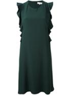 Carven Side Ruffle Dress, Women's, Size: 38, Green, Polyester