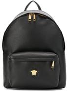 Versace Pebbled Texture Logo Backpack - Black