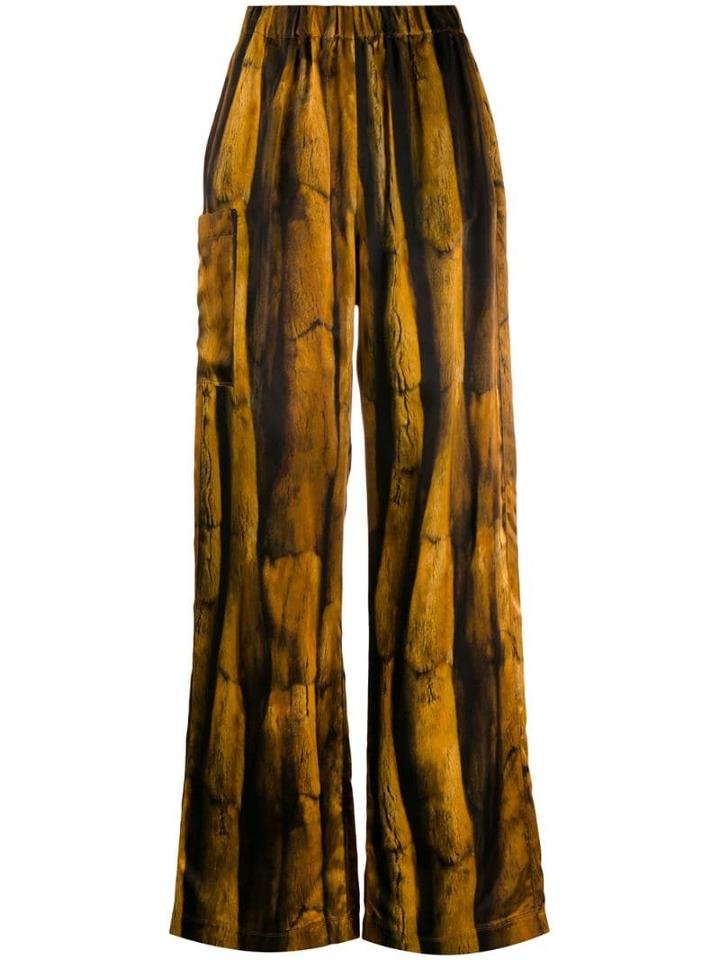 Mm6 Maison Margiela Fur-print Flared Trousers - Brown