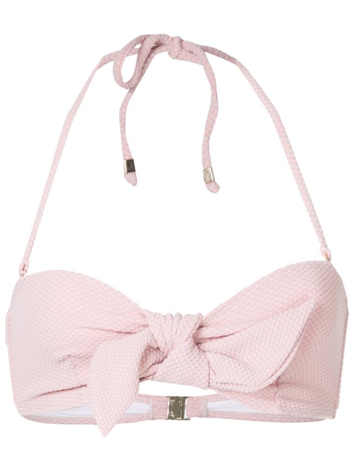 Suboo Textured Bow Bandeau Bikini Top - Pink & Purple