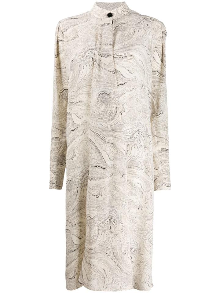 Lemaire Marble Print Midi Dress - Neutrals