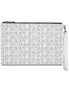 Burberry Perforated Logo Leather Zip Pouch - White