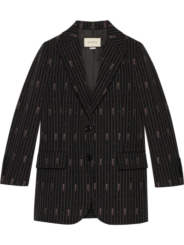 Gucci Gucci Stripe Fil Coupé Wool Jacket - Black