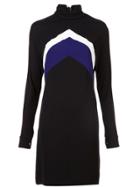 Derek Lam Long Sleeve Mock Neck Chevron Dress - Pink & Purple