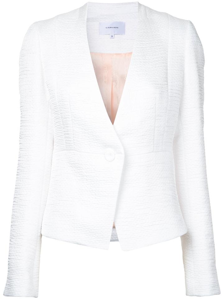 Carven - Textured Fitted Jacket - Women - Polyester - 42, Women's, White, Polyester