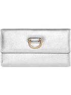 Burberry D-ring Metallic Leather Continental Wallet - Silver