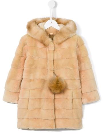 Butka Fur Pom-pom Charm Padded Jacket, Girl's, Size: 6 Yrs, Nude/neutrals