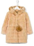 Butka Fur Pom-pom Charm Padded Jacket, Girl's, Size: 6 Yrs, Nude/neutrals