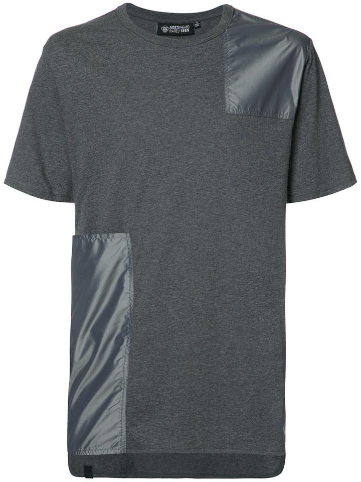Mostly Heard Rarely Seen Patchwork T-shirt, Men's, Size: Medium, Grey, Cotton/nylon