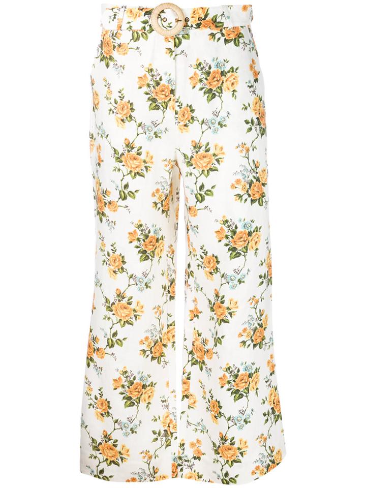 Zimmermann Tangerine Vine Floral Trousers - White