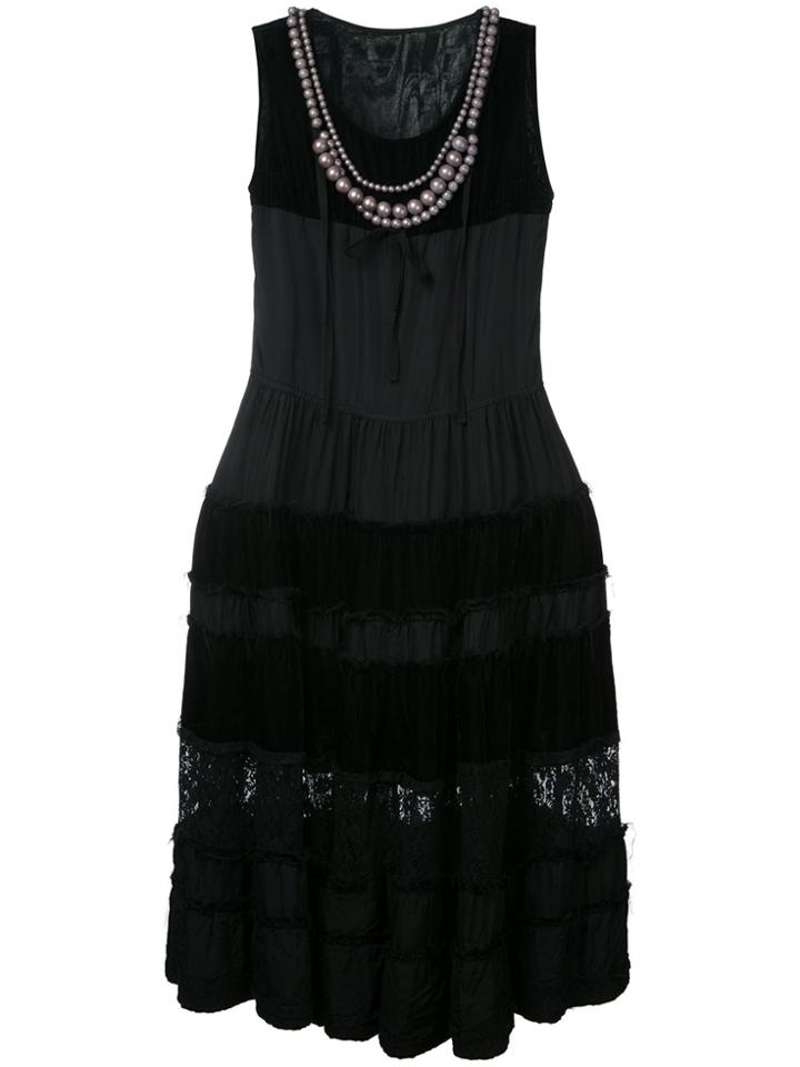 Comme Des Garçons Vintage Tiered Pearl Collar Necklace - Black
