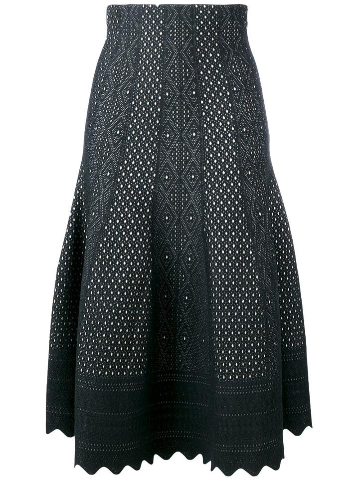 Alexander Mcqueen Scallop Edge Lace Skirt, Women's, Size: Xs, Black, Silk/polyester/viscose