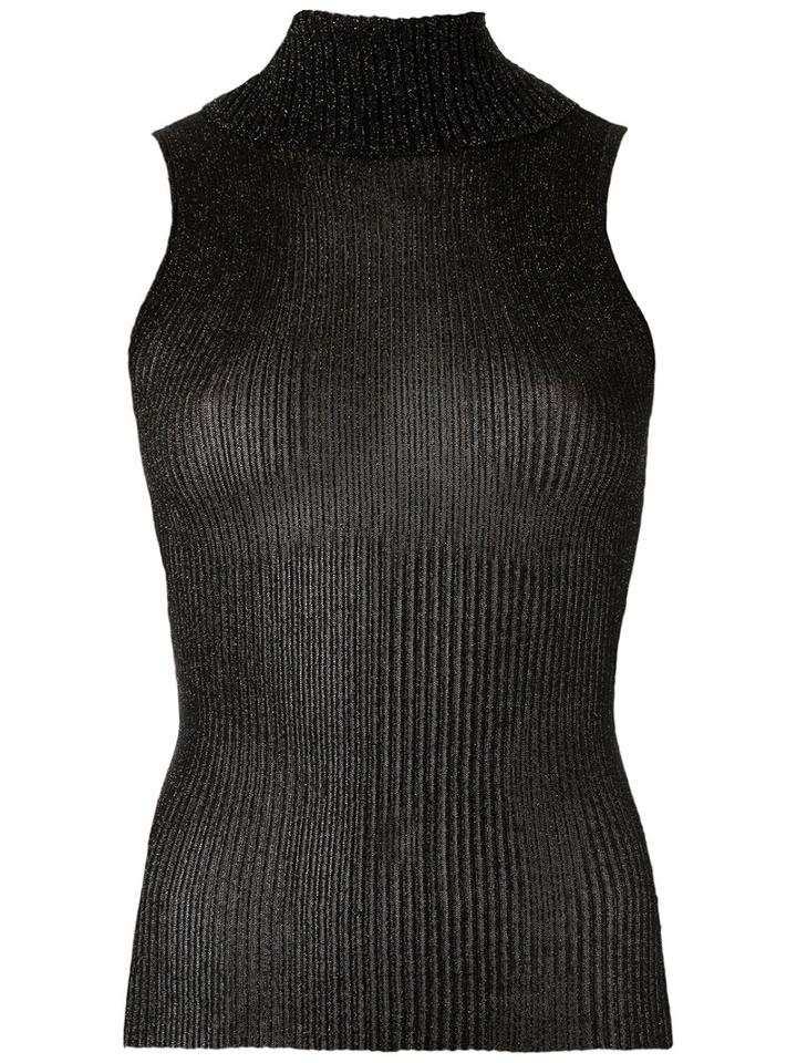 Gig - Knitted Turtle Neck Tank - Women - Polyester - P, Black, Polyester