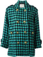 Moschino Vintage Houndstooth Coat, Women's, Size: Medium, Green