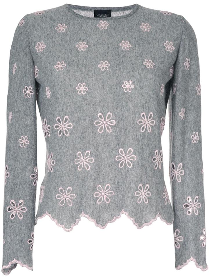Giambattista Valli Embroidered Flower Jumper - Grey