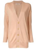 Theatre Products Elongated Buttoned Cardigan, Women's, Nude/neutrals, Cotton/acrylic