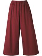 Apuntob - Wide-leg Cropped Trousers - Women - Cotton - M, Pink/purple, Cotton