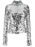 Mm6 Maison Margiela Turtleneck Sequin Blouse - Metallic